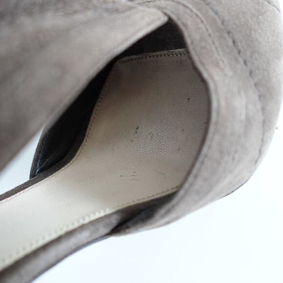 Prada Grey Suede Peep Toe Platform Pumps - Picture 12 of 15